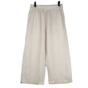 Cynthia Rowley 100% Linen Cropped Pants Size M culotte style Wide Leg Lagen Look